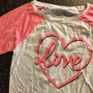 White and Hot Pink Glitter Shirt - Justice